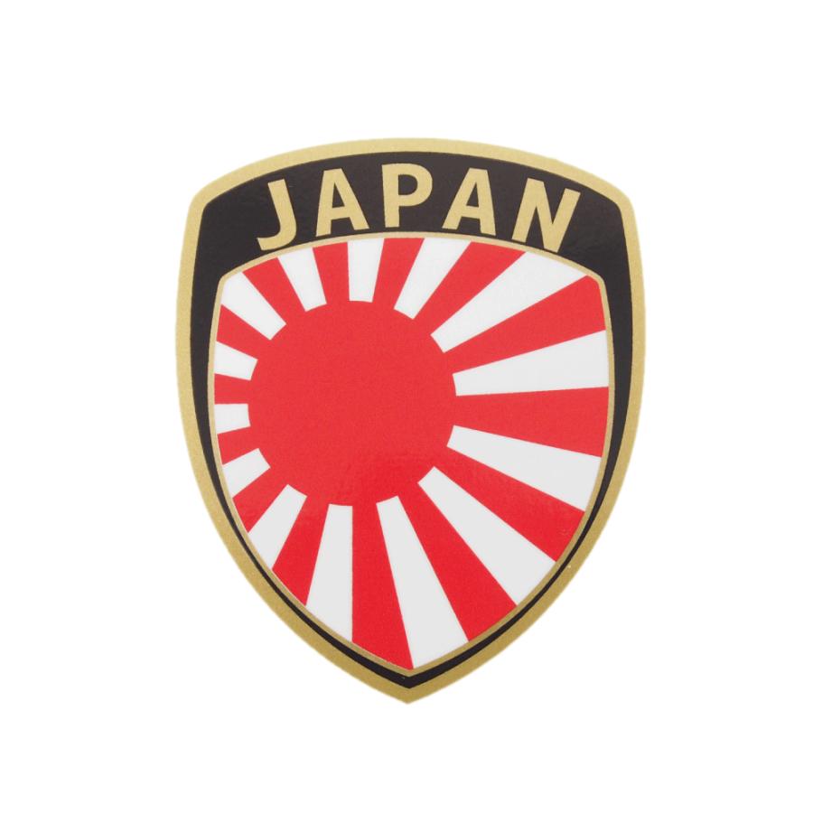 ゴールド）シールド型日章ステッカー 大9cm 赤日章 1枚 シールド型