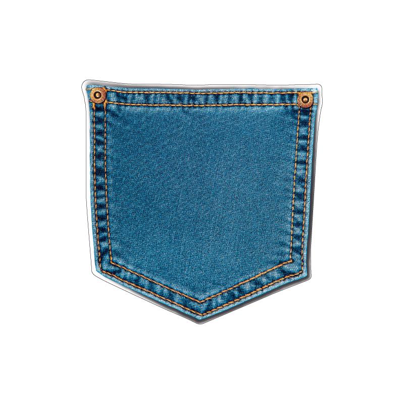 透明) デニムポケットステッカー 1枚 4.5cm ワンポイント