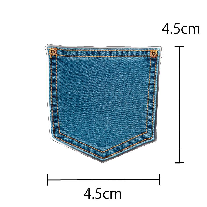 透明) デニムポケットステッカー 1枚 4.5cm ワンポイント ステッカー