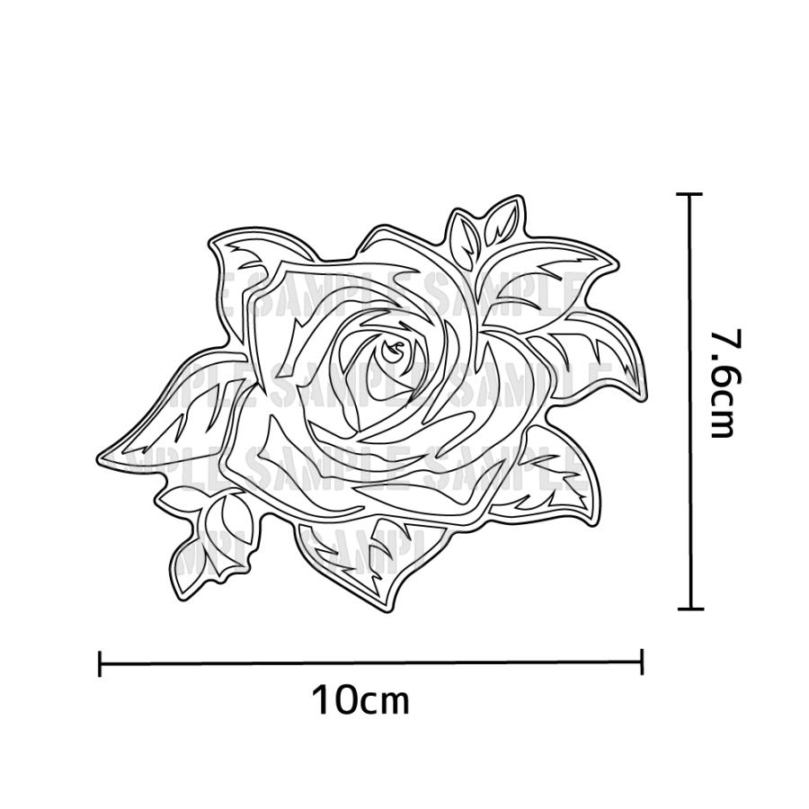 透明）薔薇ステッカー カラー黒バラ 10cm 1枚 ヘルメット ローズ バラ