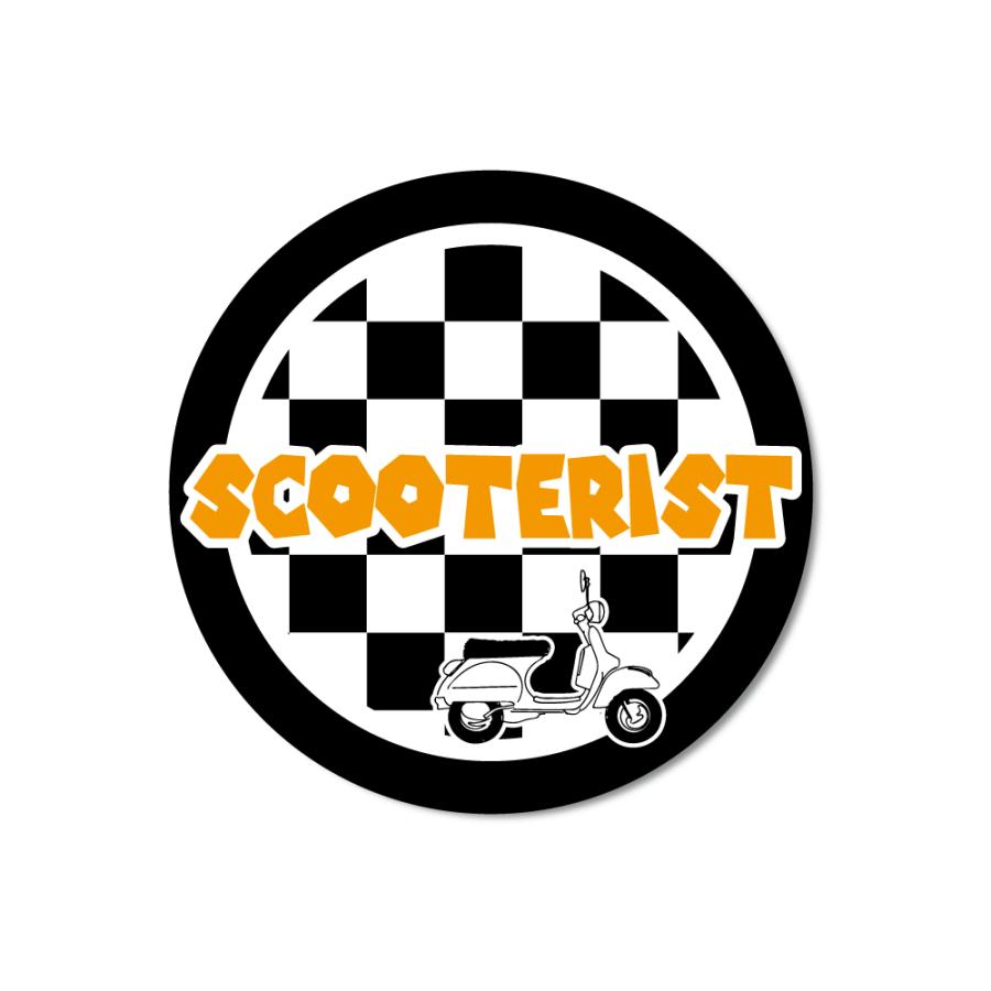 マットラミ）チェッカー スクーターステッカー イラスト有 イエロー