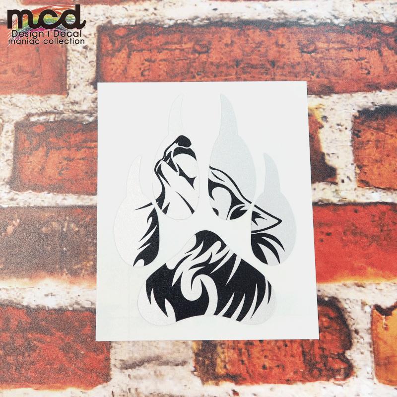 シルバー）ウルフカッティングステッカー 遠吠え 銀 オオカミ 10cm 狼