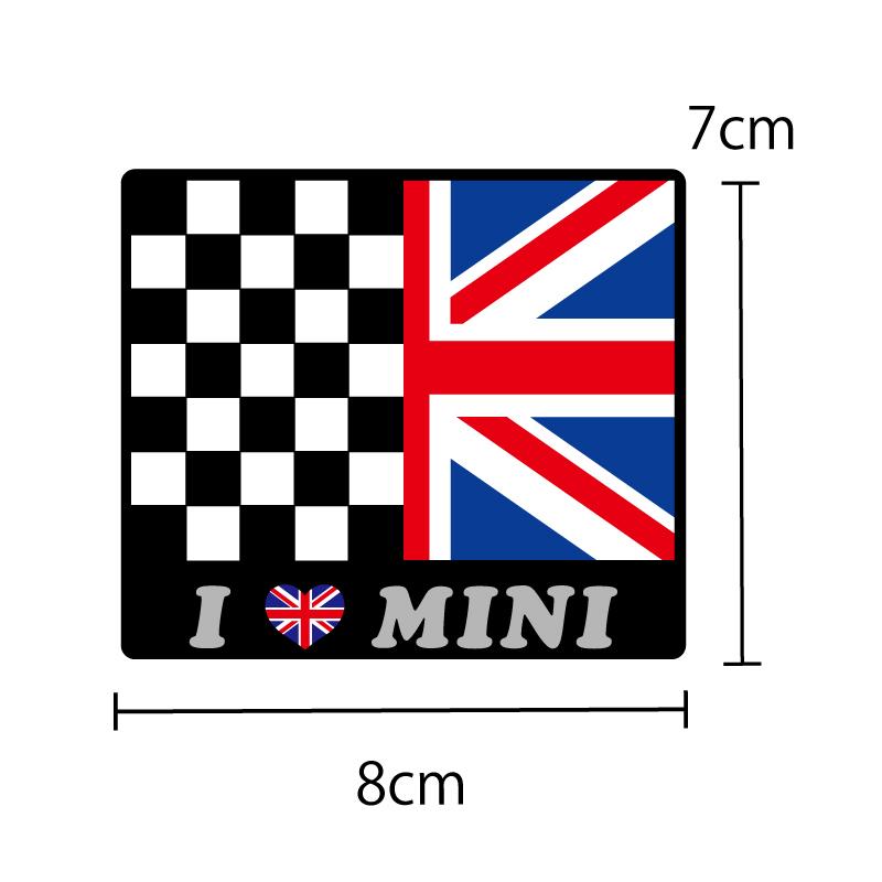 シルバー）ミニクーパ― ユニオンジャック チェッカー ステッカー 8cm