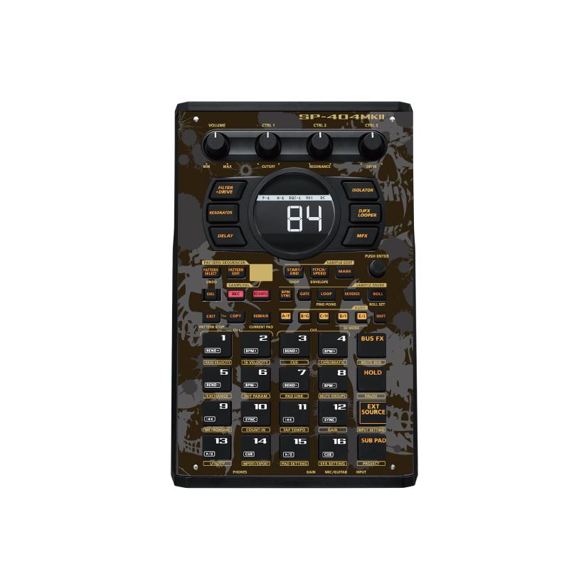 ローランド SP-404MK2 カスタムスキン【マットゴールドスカル