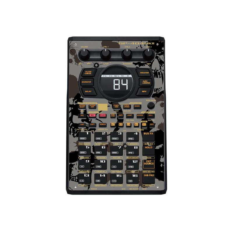 ローランド SP-404MK2 カスタムスキン【マットゴールドスカル】(グレー