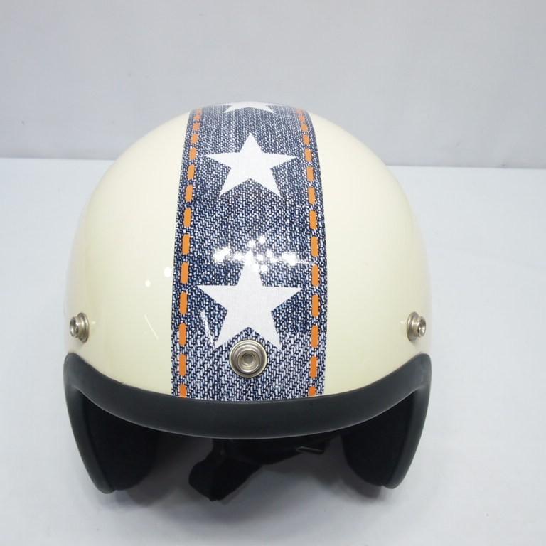 汎用 ラインステッカー デニム 半ヘル ジェット かわいい 星付き