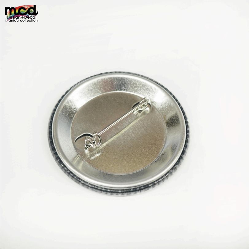 戦国武将 家紋 缶バッジ 44mm 1個 明智光秀『桔梗』黒ベース 推し