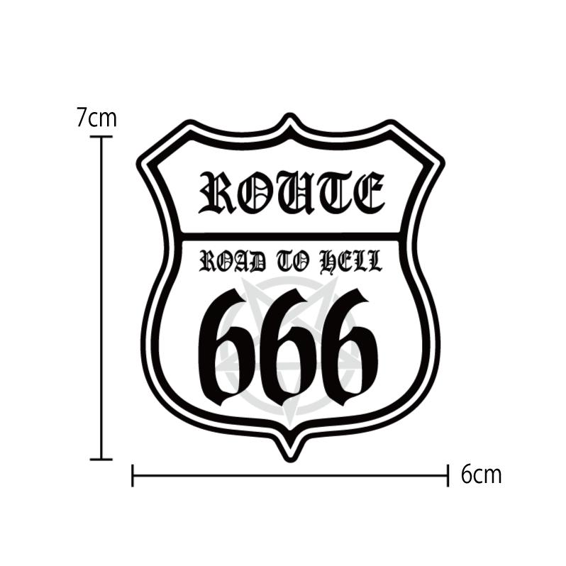 ROUTE666ステッカー 悪魔仕様 (白) 1枚 7cm 数字変更不可 バイク 車
