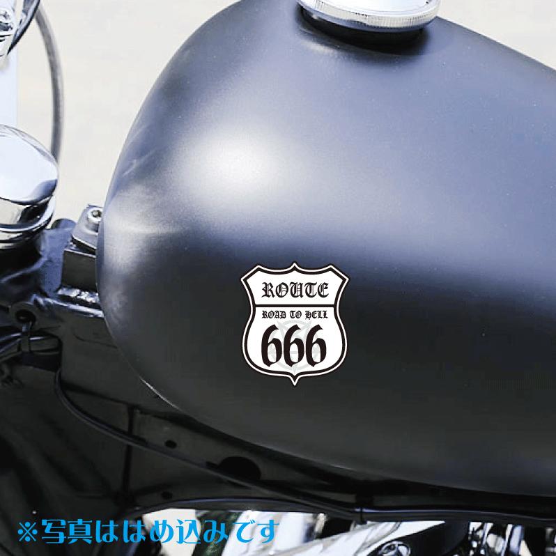 ROUTE666ステッカー 悪魔仕様 (白) 1枚 7cm 数字変更不可 バイク 車