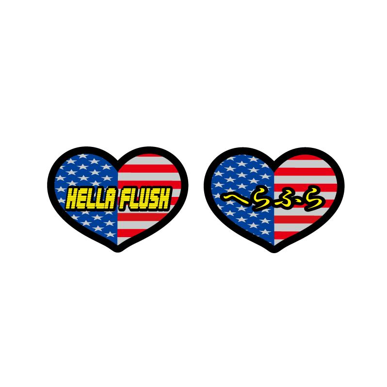 ヘラフラッシュ HELLAFLUSH シルバー ワンポイント 英語日本語2枚