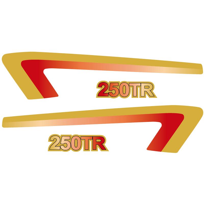 250TR タンク ゴールド ステッカー 赤グラデーション デカール バイク
