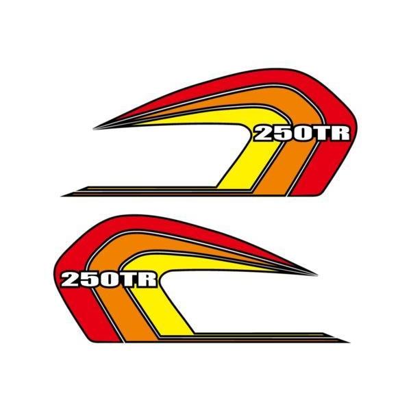 カワサキ 250TR タンク デカール ステッカー 3色ライン 黒縁 赤橙系
