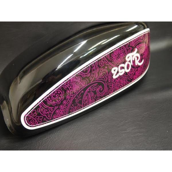 250TRタンク デカール ステッカー かわいい感じのペイズリー 白