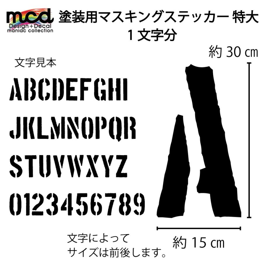 塗装用マスキング ステッカー 特大 1文字分 ステンシル文字 文字抜き
