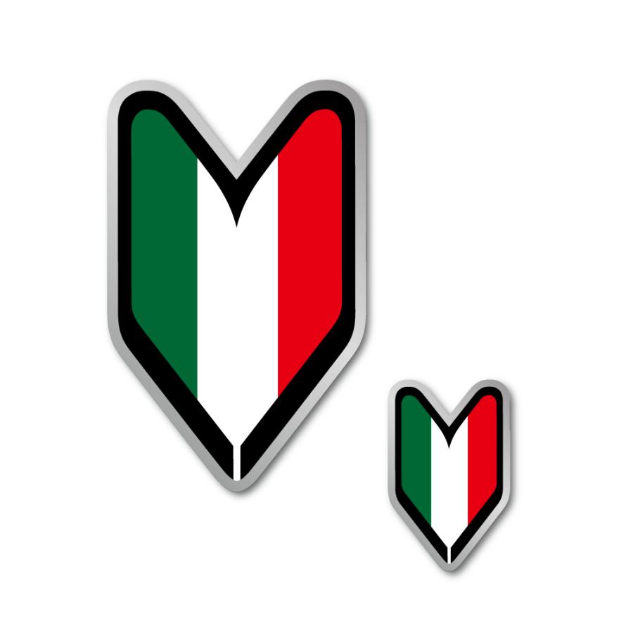 マットミラー) イタリア初心者ステッカー 大小セット 国旗 カー
