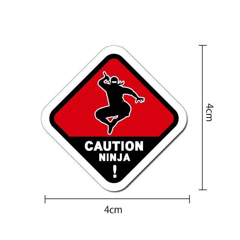 反射)おもしろステッカー 忍者出没注意 4cm レッド 自転車 シール