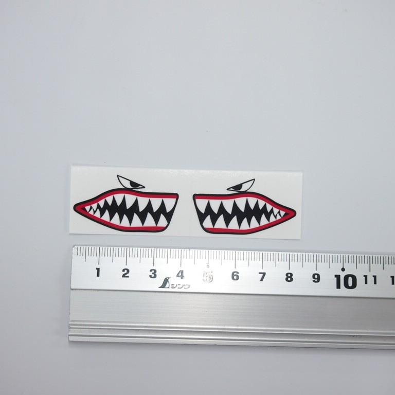 汎用 ワンポイント かわいい ミニサイズ シャークマウス 左右セット 3 8cm シャーク サメ ステッカー 信託