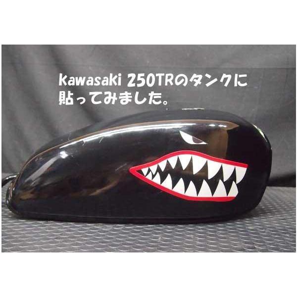影付き 屋外対応 汎用 ステッカー シャークマウス 左右セット 19cm