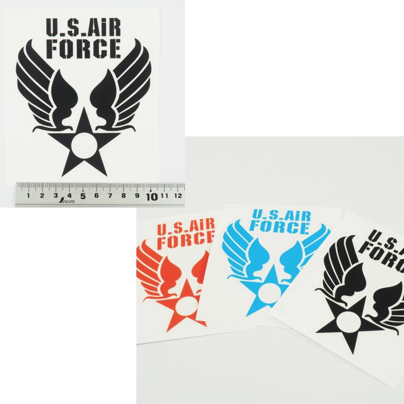 透明 アメリカ空軍 ステッカー 黒 1枚 ミリタリー ステンシル