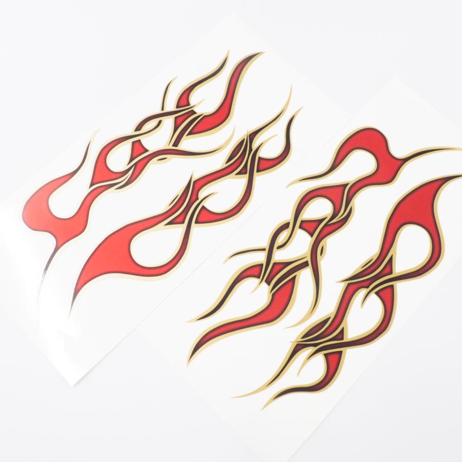 ファイヤーパターン ステッカー 左右セット ゴールド レッド 25cm フレア 炎 カスタム Flames メタリック かっこいい Deptfireneji1 マニアックコレクション 通販 Yahoo ショッピング