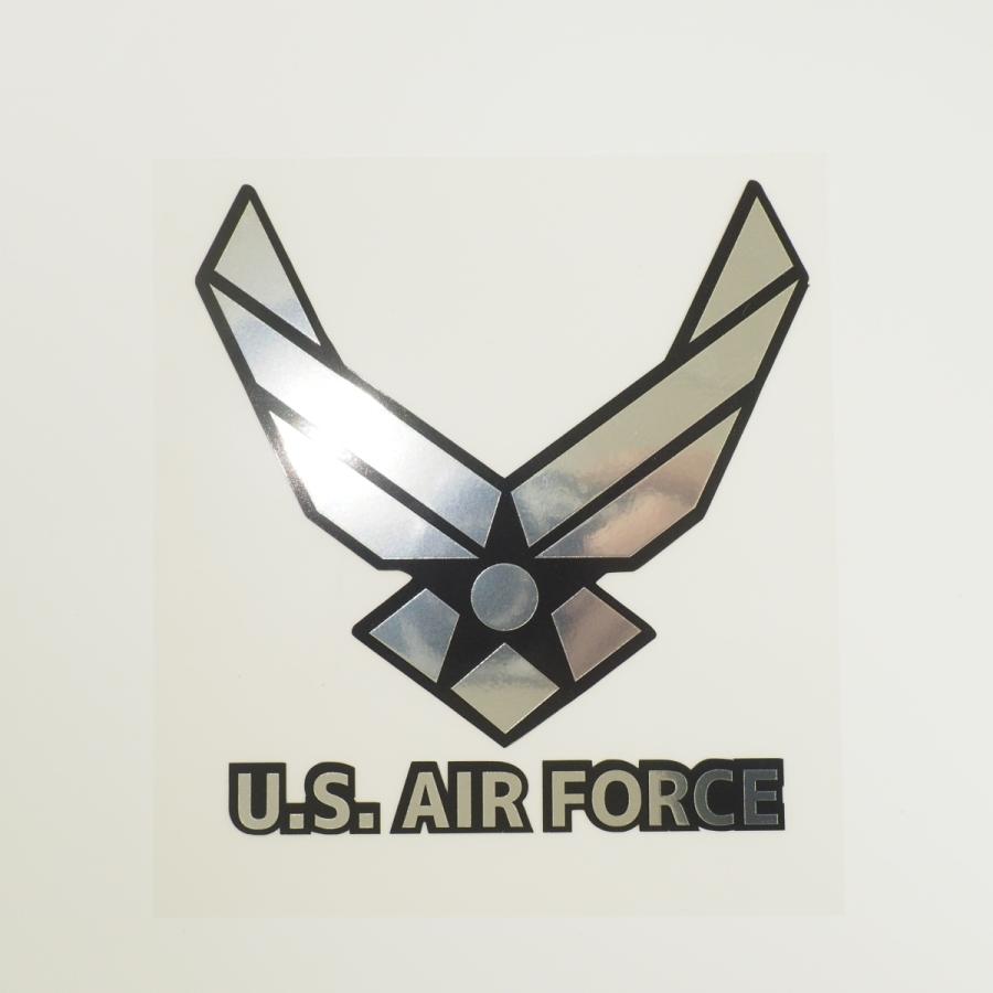 ミラー）アメリカ空軍 ステッカー 8cm ミラーシルバー U.S AIR FORCE