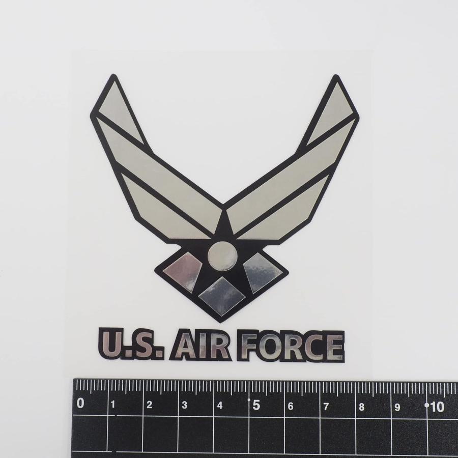 ミラー）アメリカ空軍 ステッカー 8cm ミラーシルバー U.S AIR FORCE