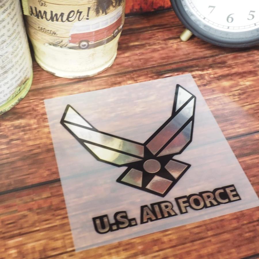ミラー）アメリカ空軍 ステッカー 8cm ミラーシルバー U.S AIR FORCE
