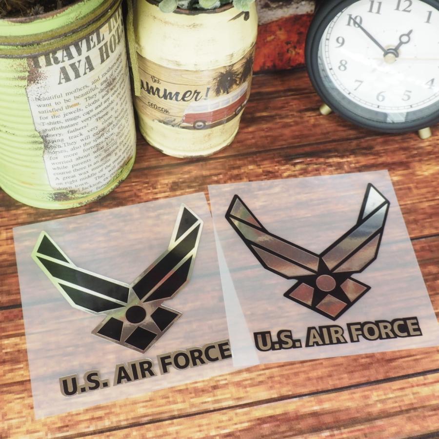 ミラー）アメリカ空軍 ステッカー 8cm ミラーシルバー U.S AIR FORCE