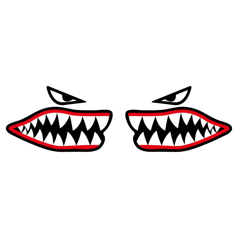 （切り離しタイプ） 5.5cm 汎用 ワンポイント かわいい ミニサイズ シャークマウス ステッカー | 