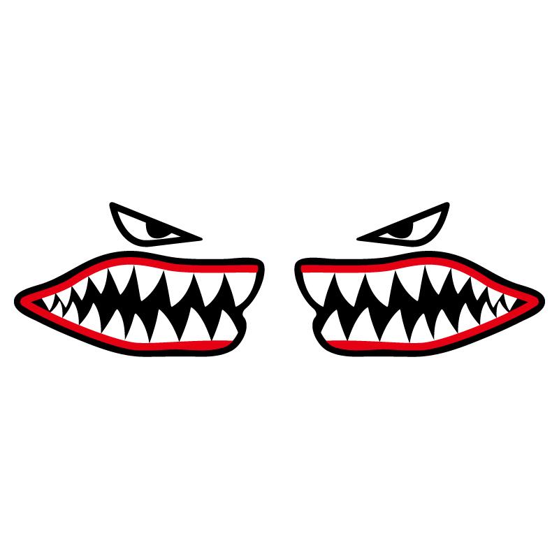 （切り離しタイプ） 4cm 汎用 ワンポイント かわいい ミニサイズ シャークマウス ステッカー | 