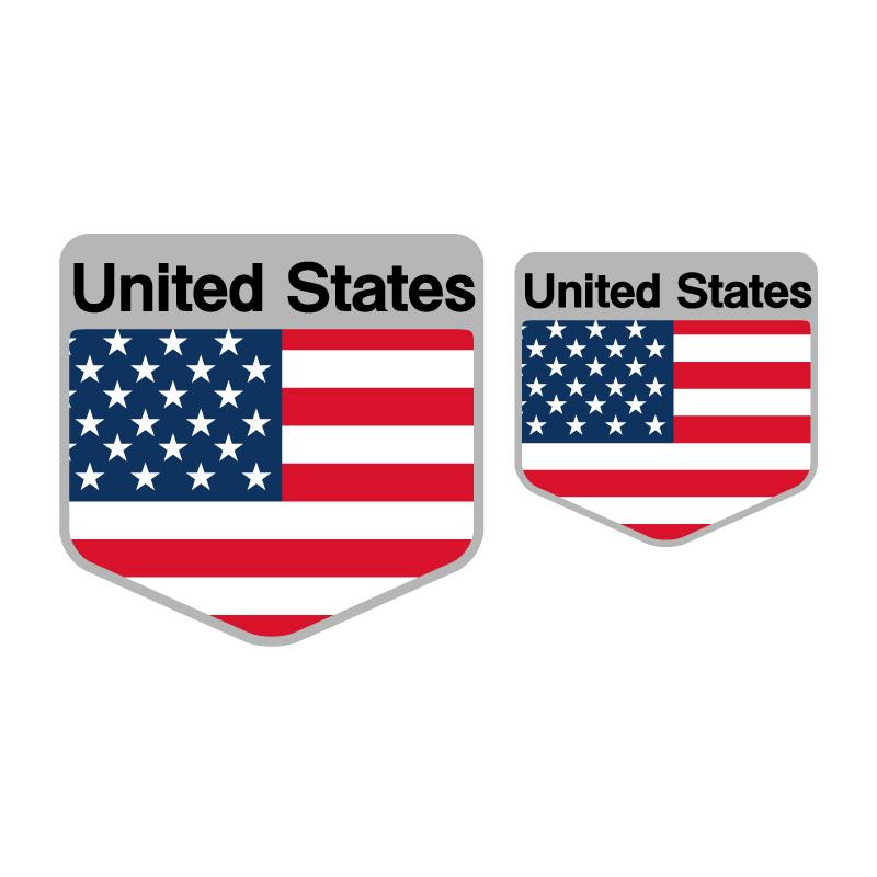 シルバー)((アメリカ)) unitedstates 国旗ステッカー シール 2枚セット 