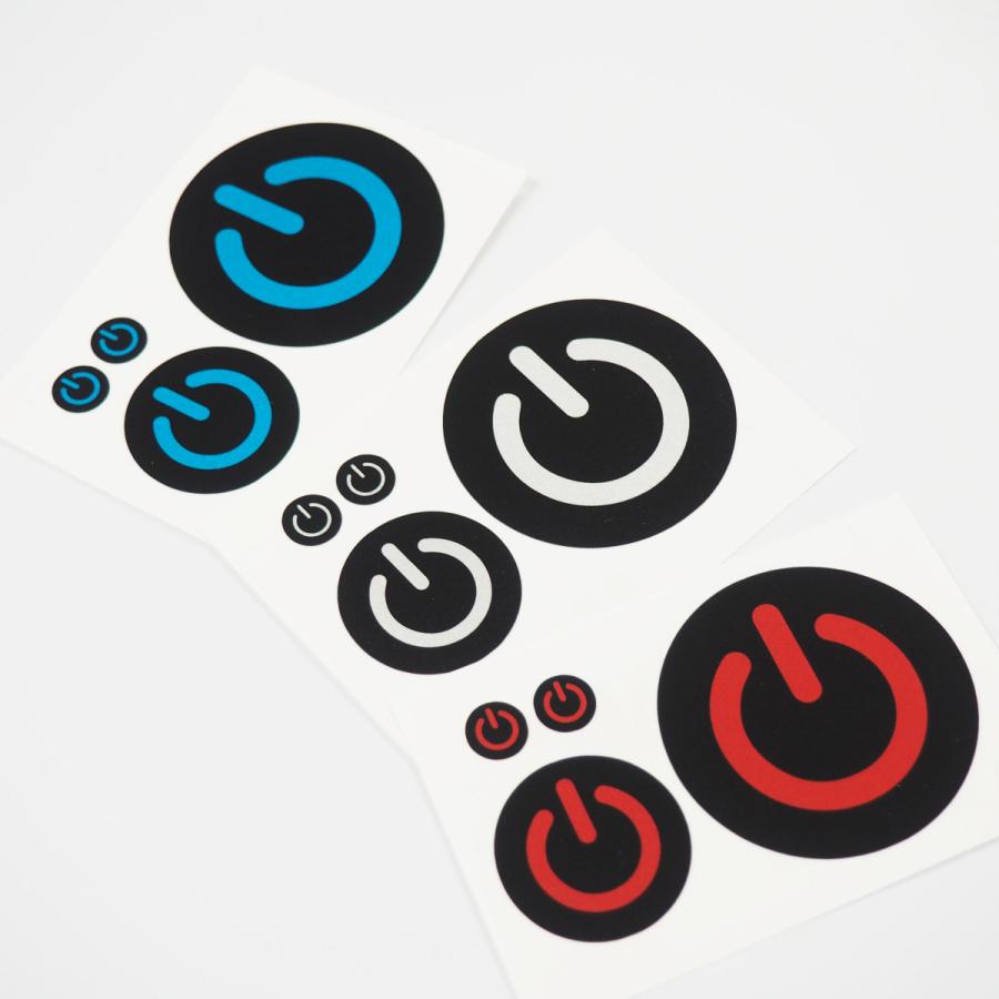 シルバー 青 電源 スイッチ ステッカー 4枚セット だまし絵 いたずら