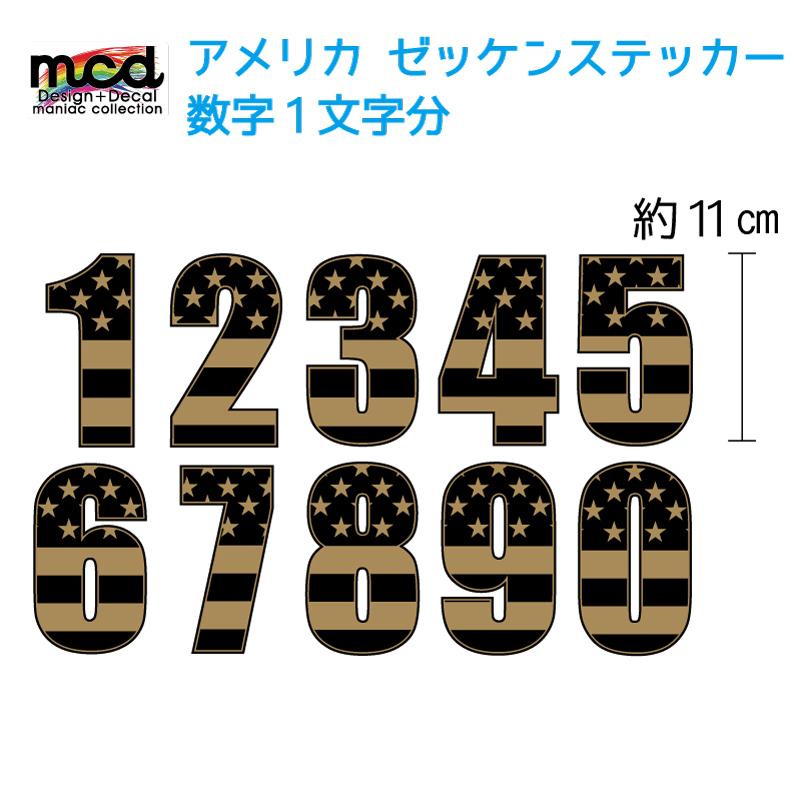 ゼッケン ナンバー ステッカー ゴールド 11cm 選べる 数字一文字分