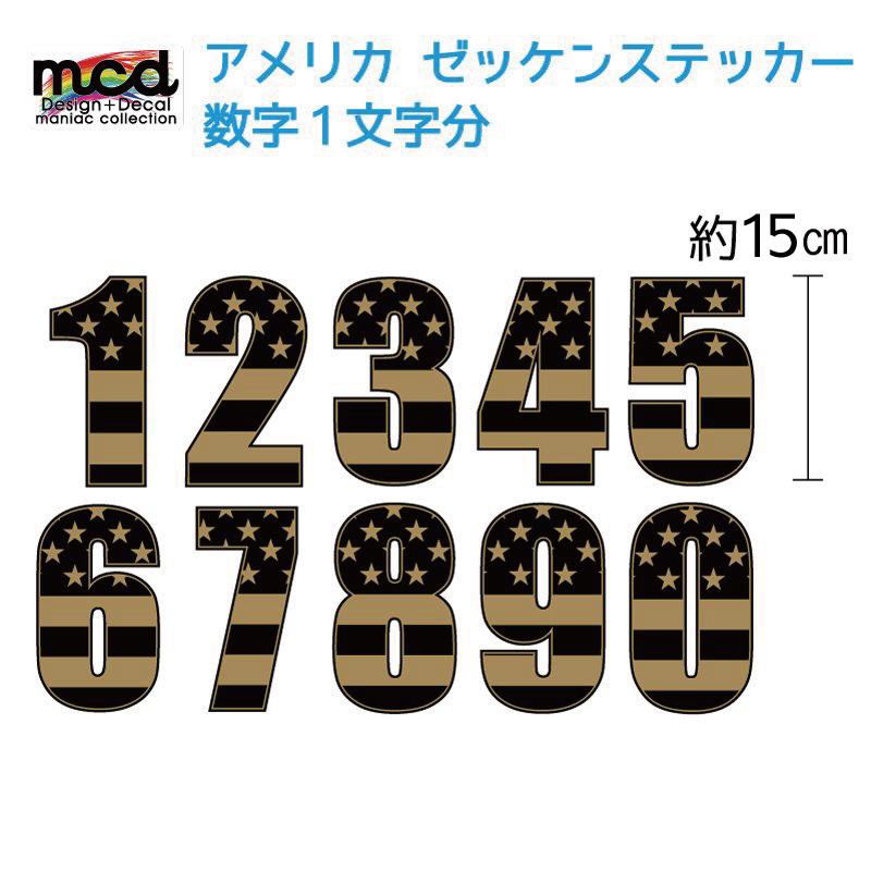 ゼッケン ナンバー ステッカー ゴールド 15cm 選べる 数字一文字分