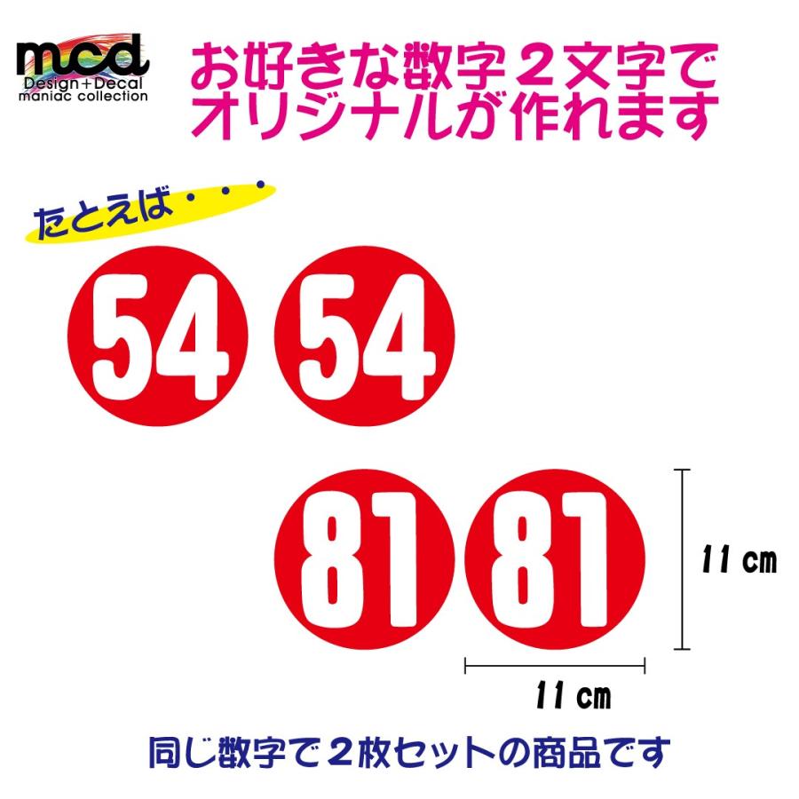 数字選択可能！ビンテージタイプ ゼッケンステッカー2枚セット