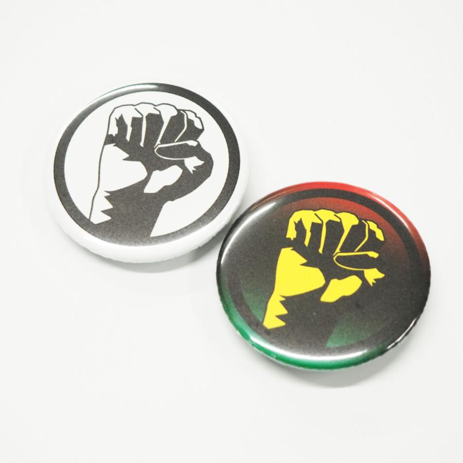 缶バッチ 44mm （白縁） ブラックフィスト BlackFist ブラックパワー