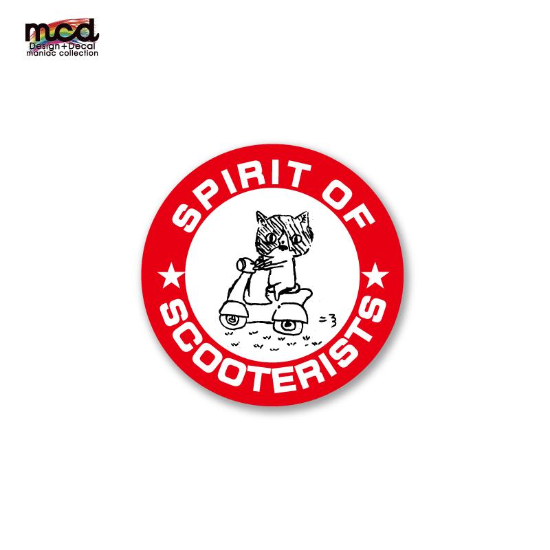 缶バッジ 44mm 赤 1個 scootrists ネコ 黒猫 キャップ 帽子 ベスパ