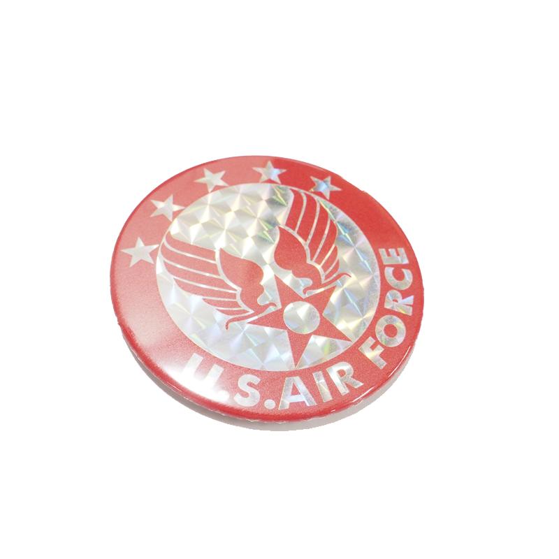 缶バッジ 缶バッチ 54mm アメリカ空軍 レッド ホログラム U.S.AIR