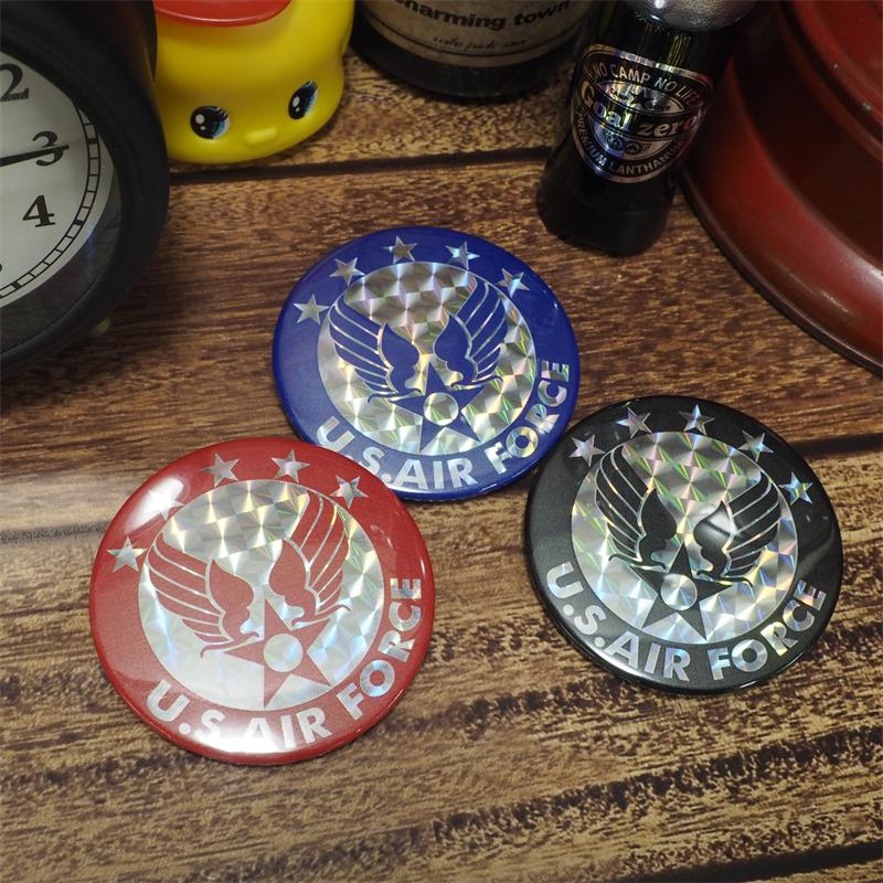 缶バッジ 缶バッチ 54mm アメリカ空軍 レッド ホログラム U.S.AIR