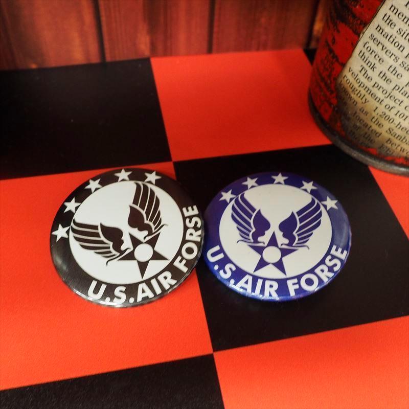 缶バッジ 缶バッチ（44mm）黒 1個 アメリカ空軍 US AIR FORSE 軍隊