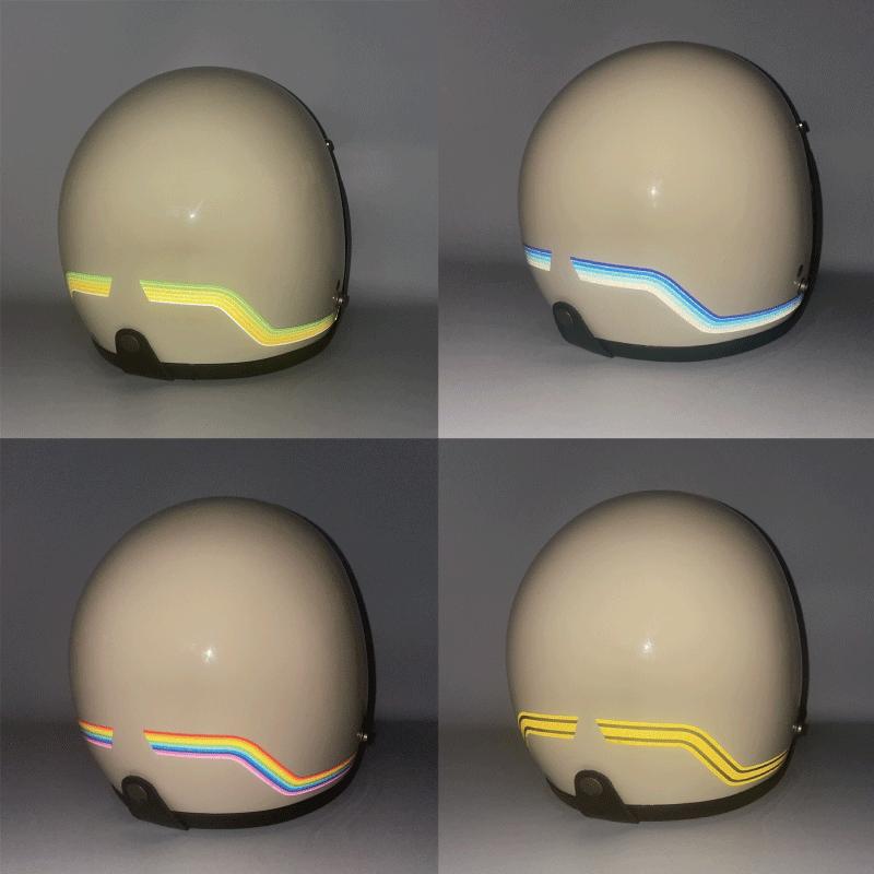 反射）ヘルメット 簡単 カスタムステッカー イエローライン ビンテージ