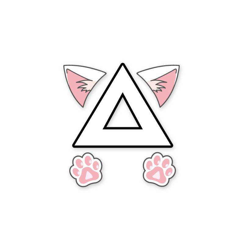 反射）原付二種 三角 白猫 ネコ ステッカー 猫 バイク 125cc