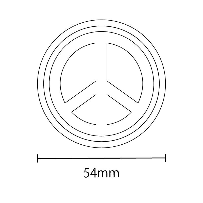 ピースマーク 缶バッジ (Aピースマーク白) Peace symbol 54mm キャップ