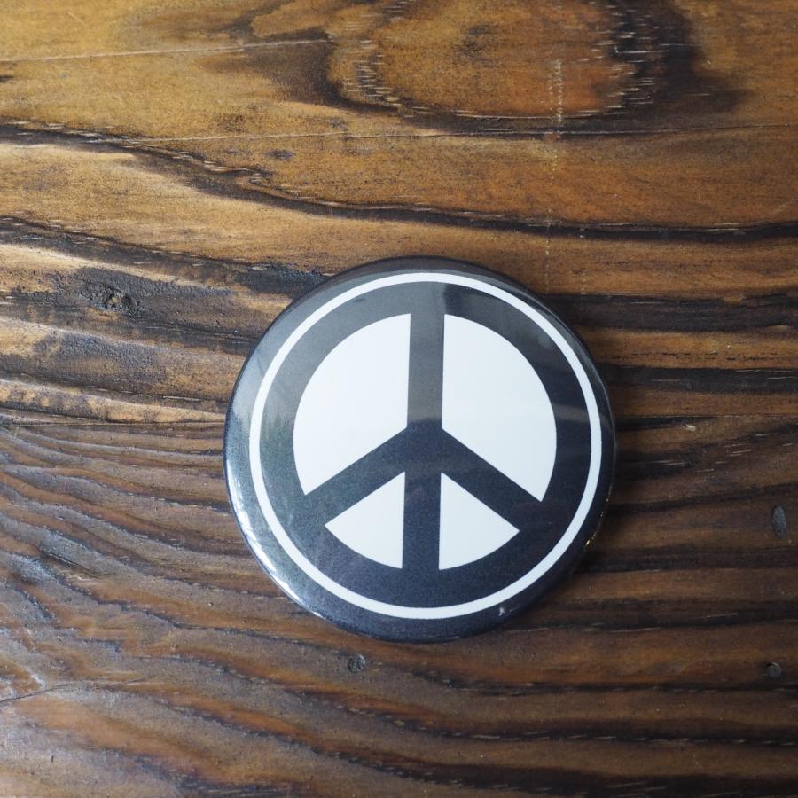 ピースマーク 缶バッジ (Bピースマーク黒) Peace symbol 54mm キャップ