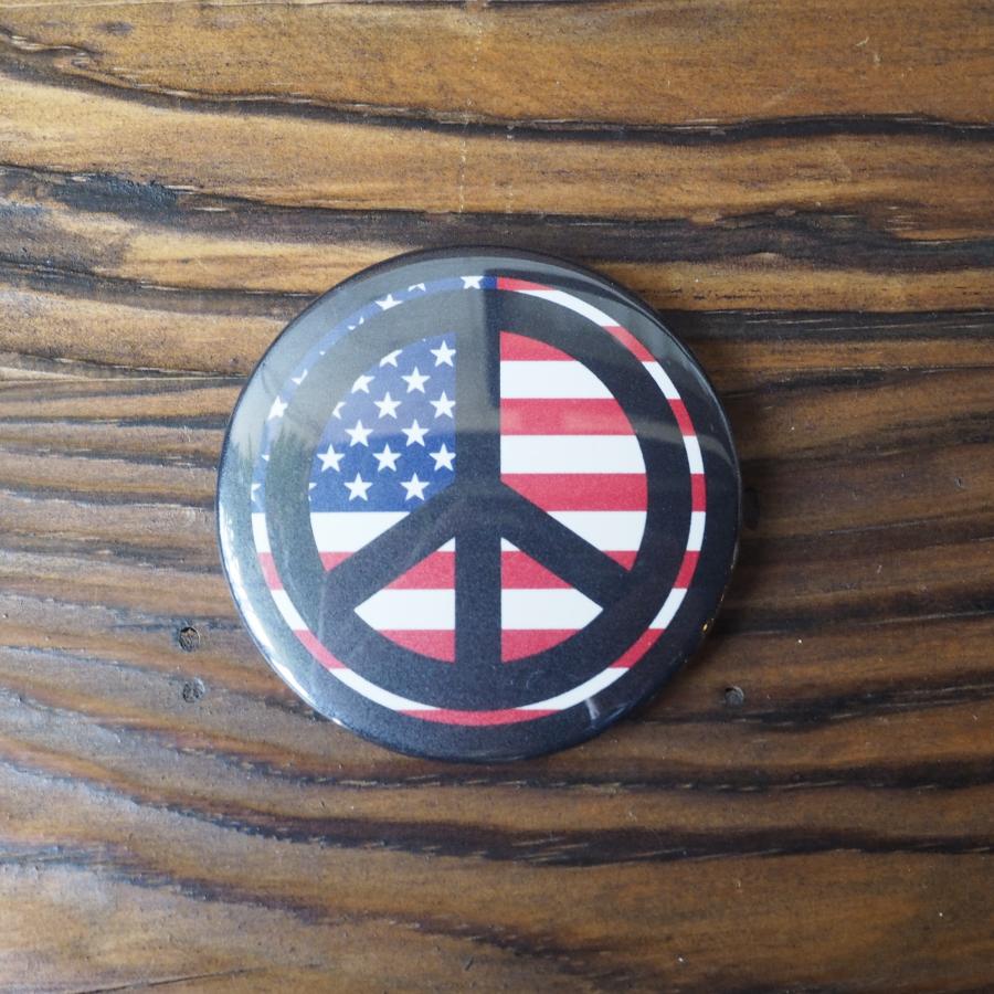 ピースマーク 缶バッジ (D国旗ピースマーク黒) Peace symbol 54mm