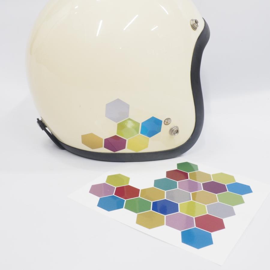 シルバー）ハニカム カラフル ステッカー カッティング 自転車 バイク