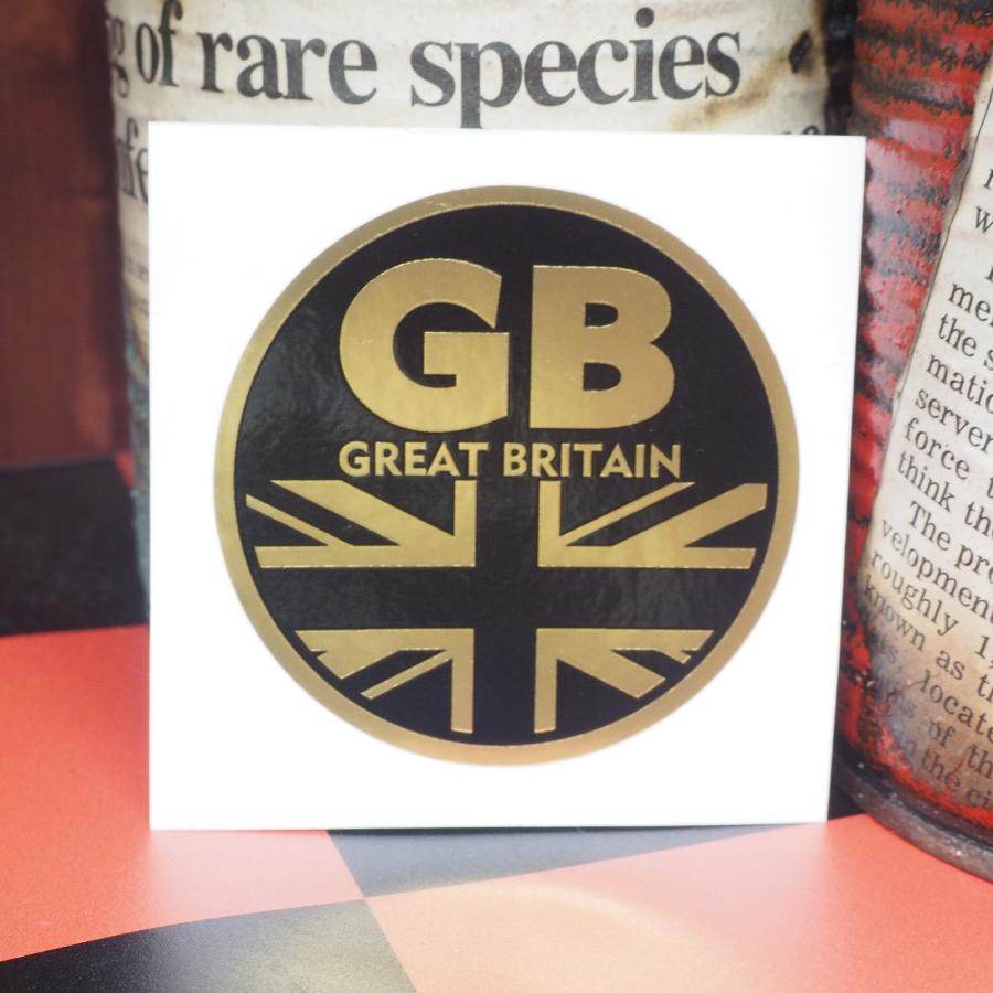 マットゴールド）国旗ステッカー イギリス ブラック 5.5cm GB ユニオン