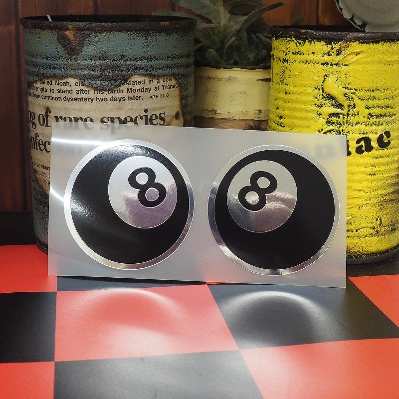 ミラー）エイトボール ステッカー 左右セット 8ボール 8BALL 6cm ワン