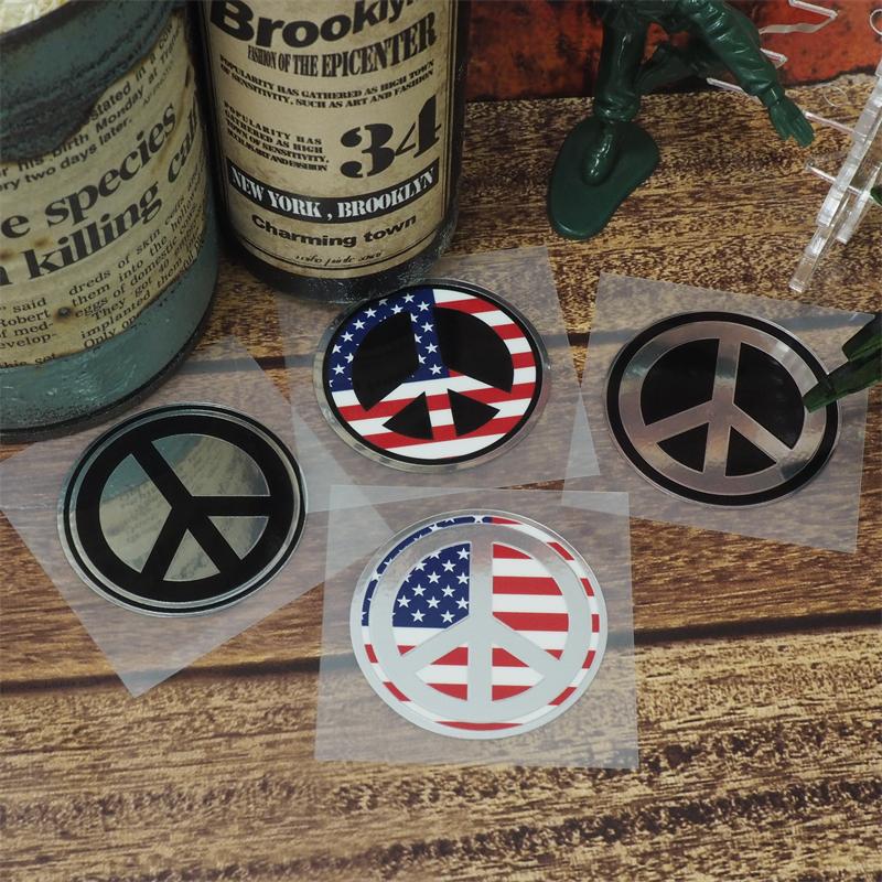 ミラー）ピースマークステッカー ミラー Peace symbol 5cm シール 防水