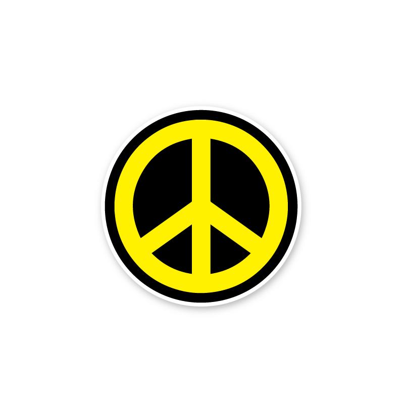 マットラミ）ピースマークステッカー イエロー Peace symbol 12cm